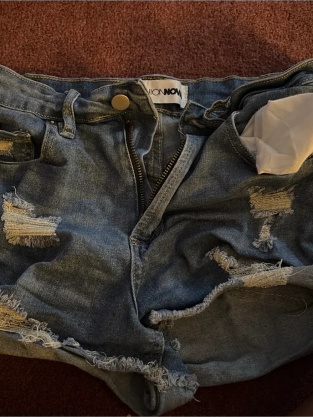 Fashion Nova Light Blue Distressed Denim Shorts (Butt lifting)